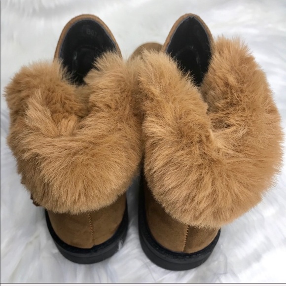 VEGAN fur Camel Fringe Lug Sole Ankle Boot 👢 - Picture 5 of 7